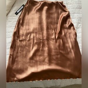 bronze satin midi skirt NWT